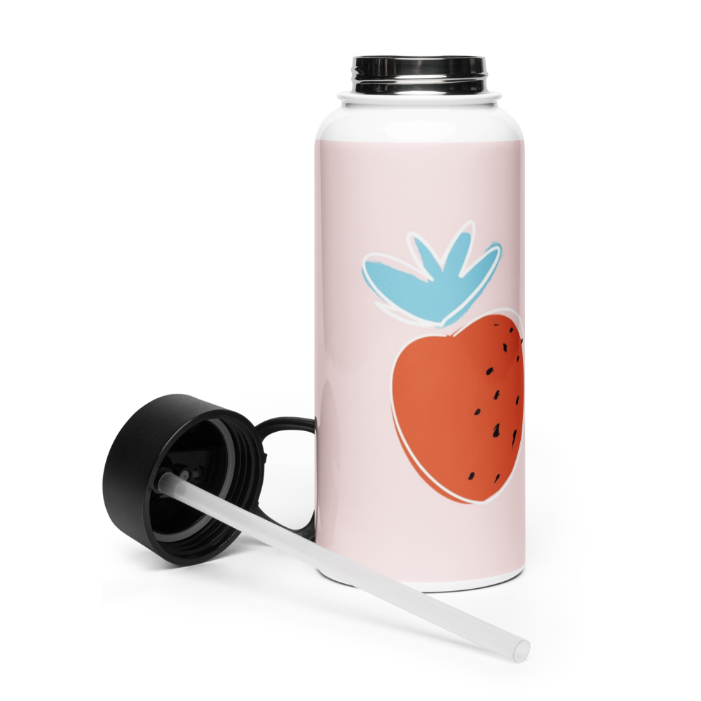 Stainless steel water bottle with a straw lid